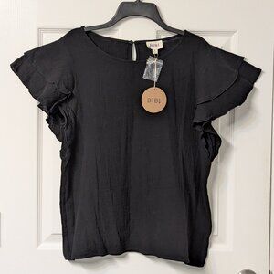 Flutter/Ruffle Sleeve Women's Top Black - Medium